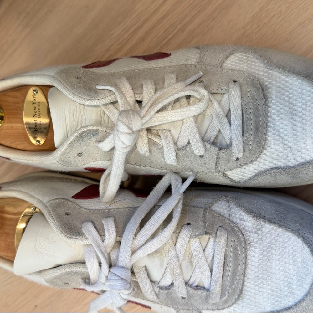 Veja White and Red Athletic Shoes